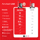 Airwheel-UAE scooter with specifications on a red background